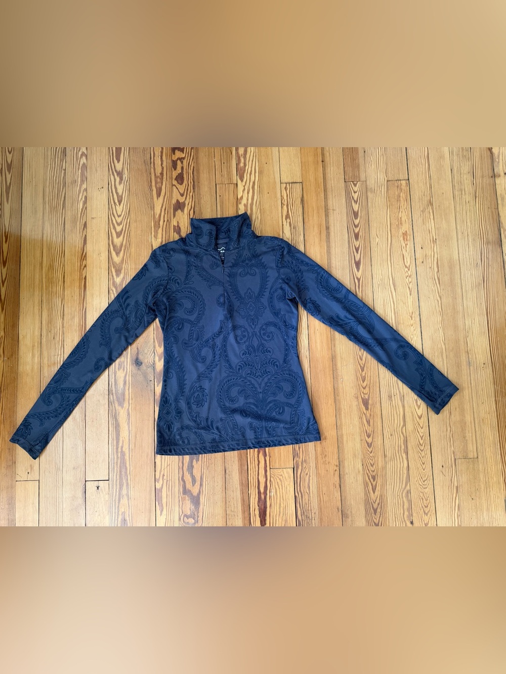 Eddie Bauer Paisley Quarter Zip Pullover Thumbholes S